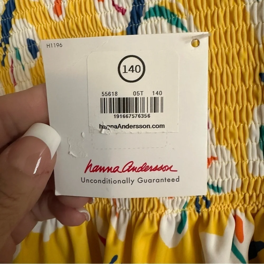 Hanna Andersson Sunblock Swim Yellow Smocked Top Girls Size 10